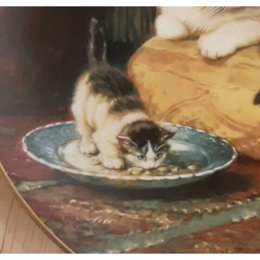 W.S. George Plate No. 12827A "Daydreams" Collector Plate Victorian Cat - Picture 4 of 7